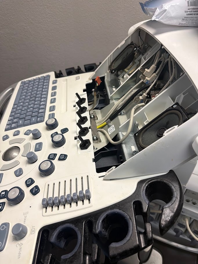 Ultrasound machine open for repair